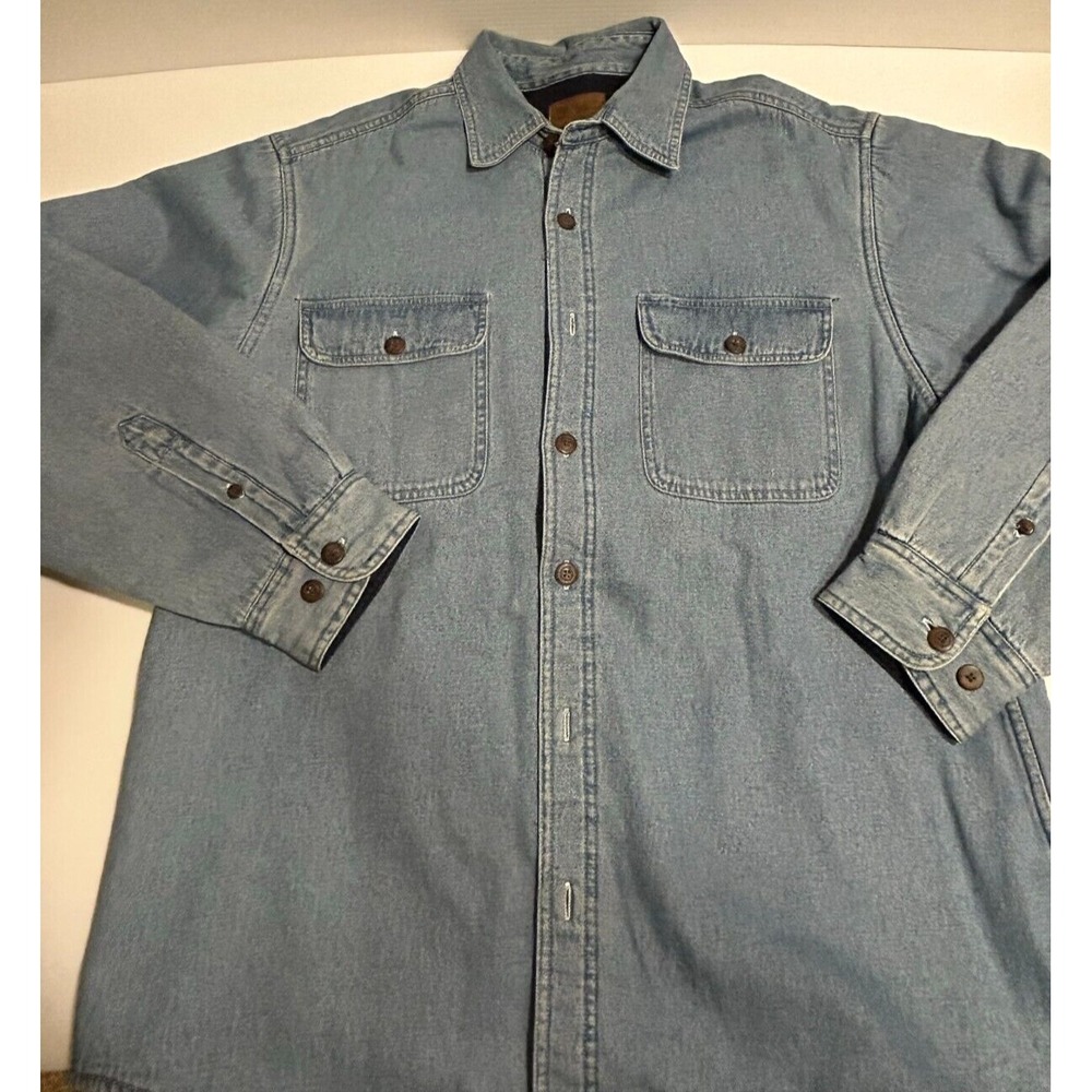 Vintage Faded Glory Button Down Jean Jacket size Medium Denim Fleece Lined Coat